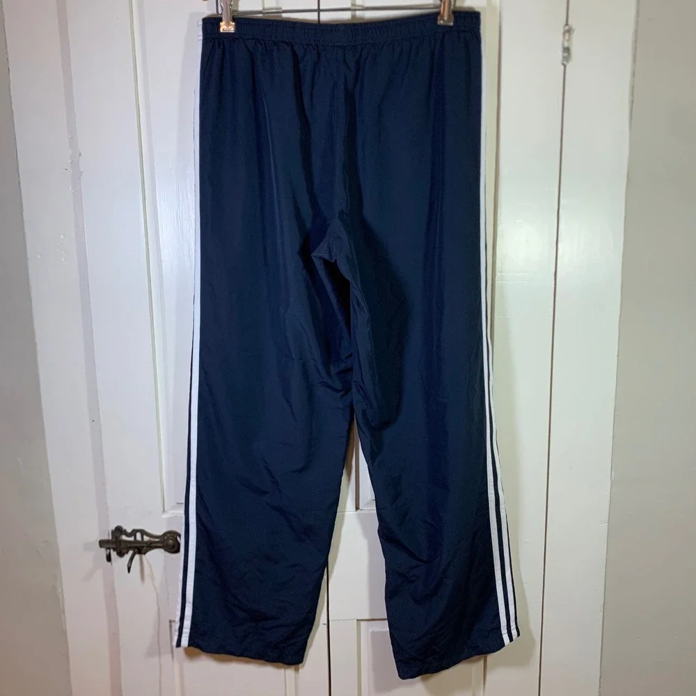 Adidas Navy Blue White 3 Stripe Mesh Lined Track Pants Large AZF001 Blokecore